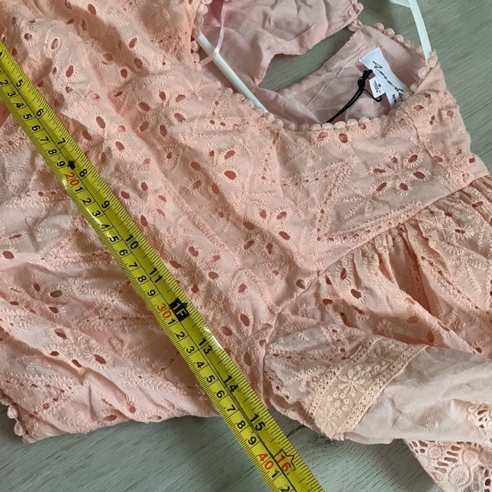 VICI Delilah Eyelet Cutout Maxi Dress Peach Pink Small S NWT boho romantic - Picture 15 of 16